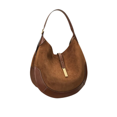 Premium Süet Deri Karışımlı Hilal Çanta 108