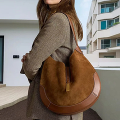 Premium Süet Deri Karışımlı Hilal Çanta 108