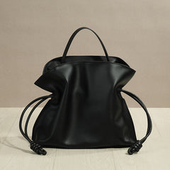 Bolso de Piel Auténtica con Cordones Laterales 31