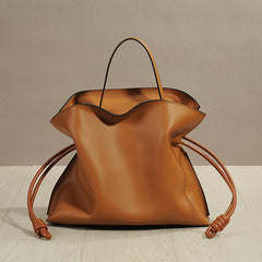 Bolso de Piel Auténtica con Cordones Laterales 31