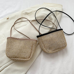 Retro Hasır Dokuma Crossbody Çanta 25