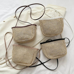 Retro Hasır Dokuma Crossbody Çanta 25