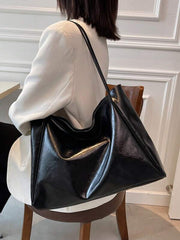 Minimalist Siyah Suni Deri Omuz Çantası 53