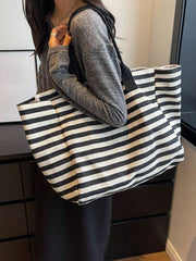 Siyah Beyaz Çizgili Plaj Çantası 149
