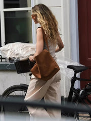 Vintage Lüks Nubuk Deri Tote Çanta 43