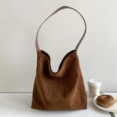Minimalist Süet Tote Omuz Çantası 24